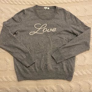 GAP “LOVE” Sweater in Grey Merino Nylon Blend